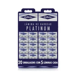Lâmina de Barbear Gillette Platinum Duplo Fio com 5 Unidades